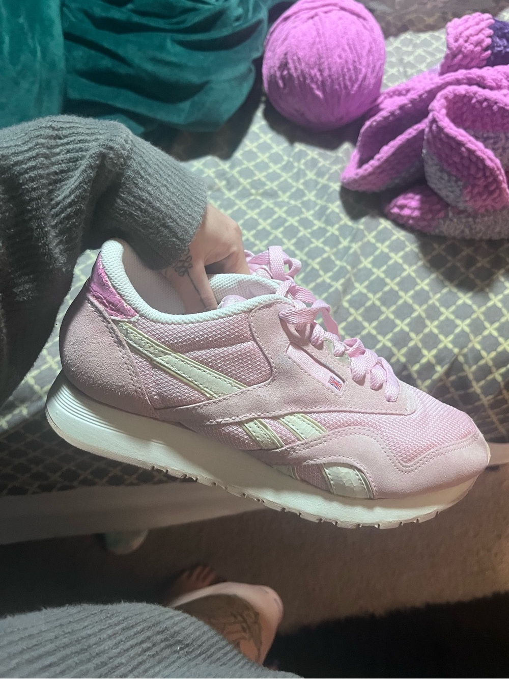 Reebok Pink and White Women's Athletic Sneakers